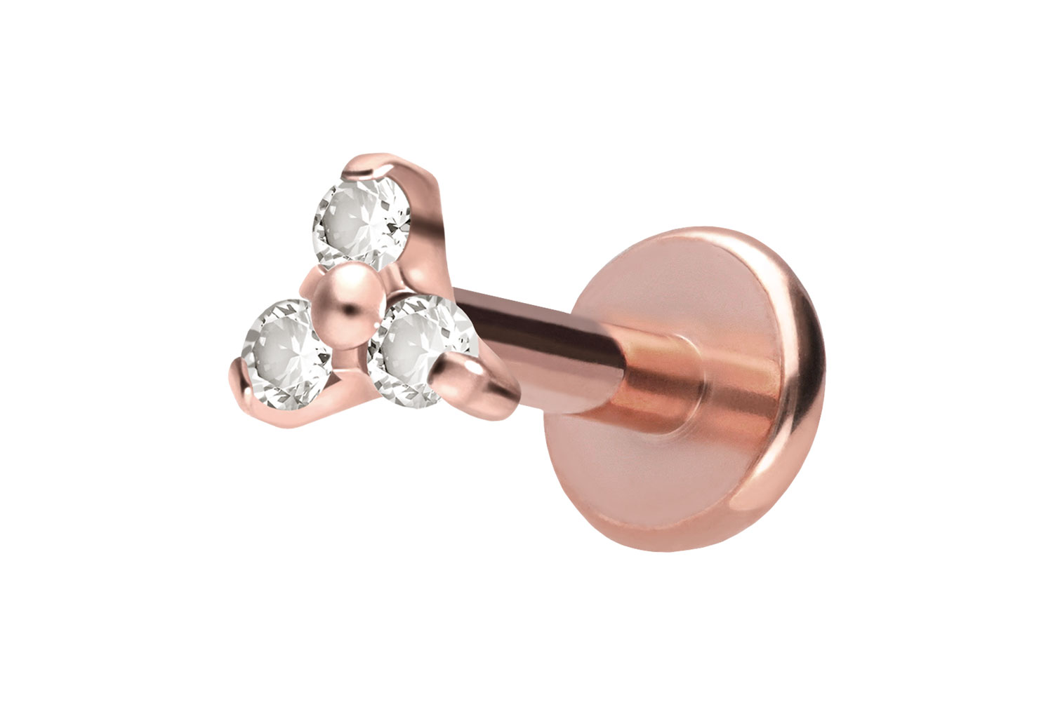 Titan Labret Piercing mit Push Fit KRISTALLBLUME